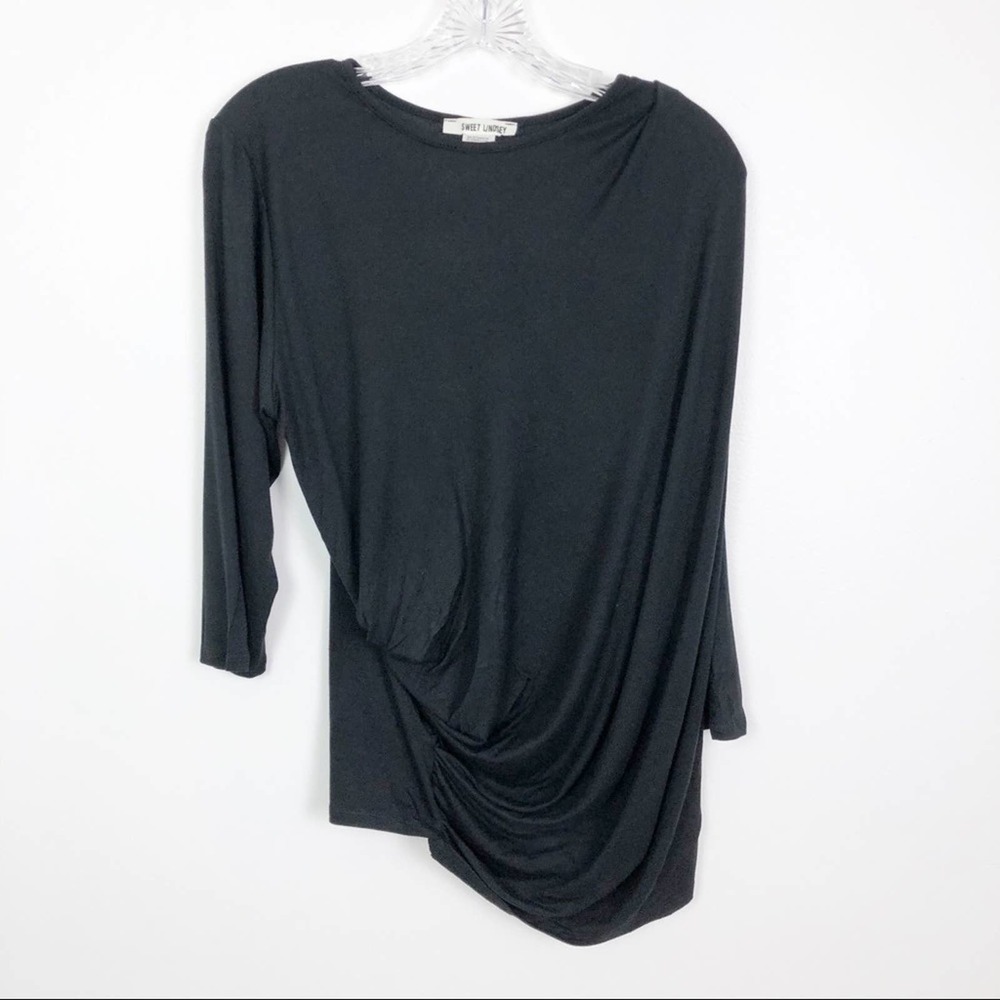 Sweet Lindsey Ruched Top Black Plus Size 1X